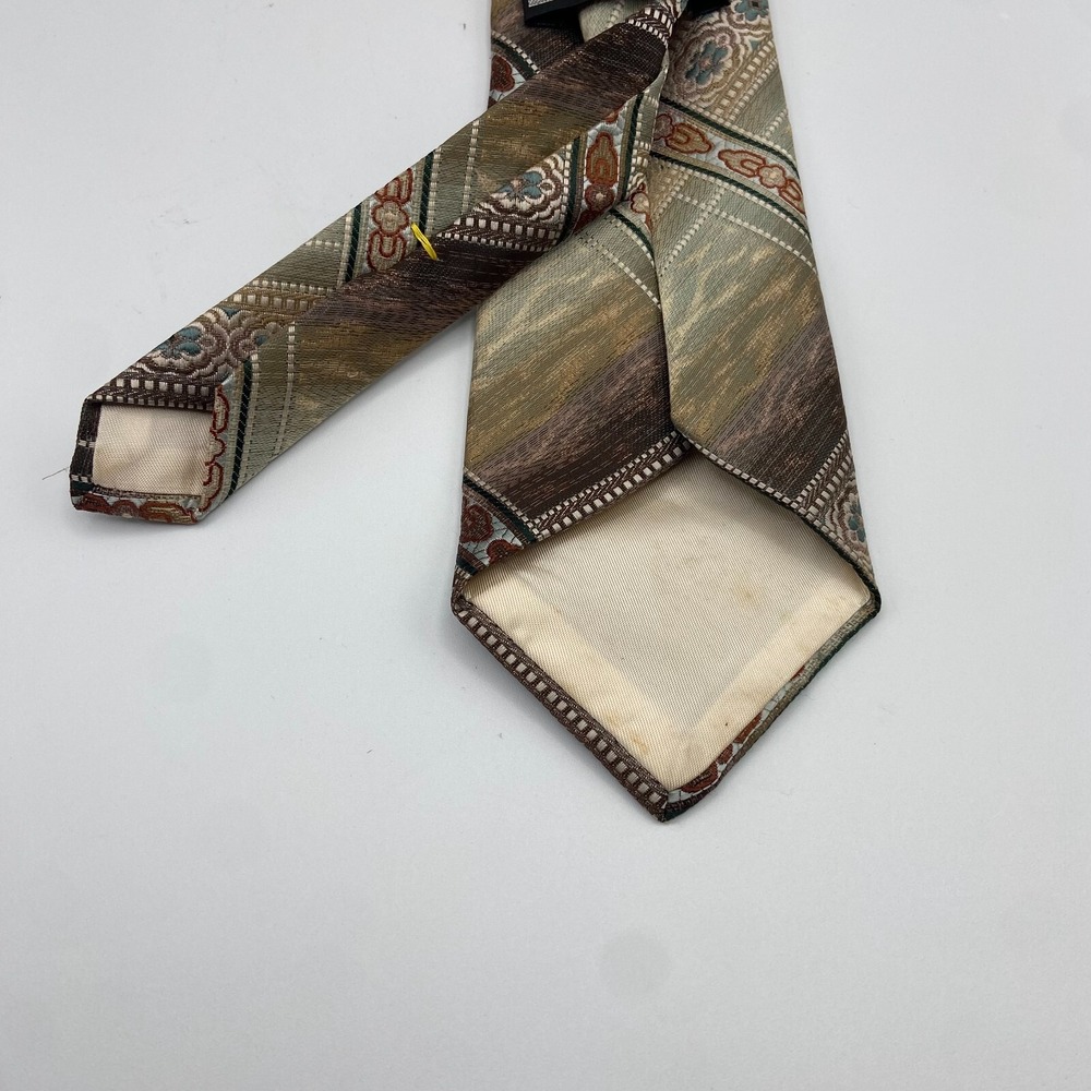 Don Loper Beverly Hills California Tie Tapestry Brown Blue Vintage 56.5" Long - Picture 3 of 3